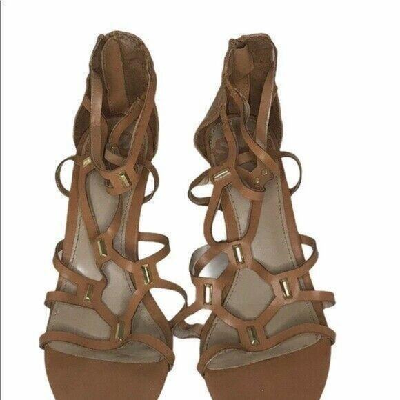 Chic Brown Strappy Gladiator Heels Fergie Sandals Women’s Size 9 - Picture 3 of 8